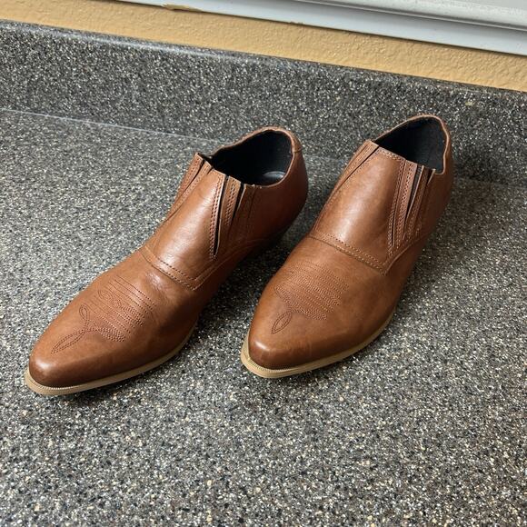 Durango Slip On Brown Leather Classic Western Ankle Bootie Womens 9M Pointed Toe - Picture 3 of 12